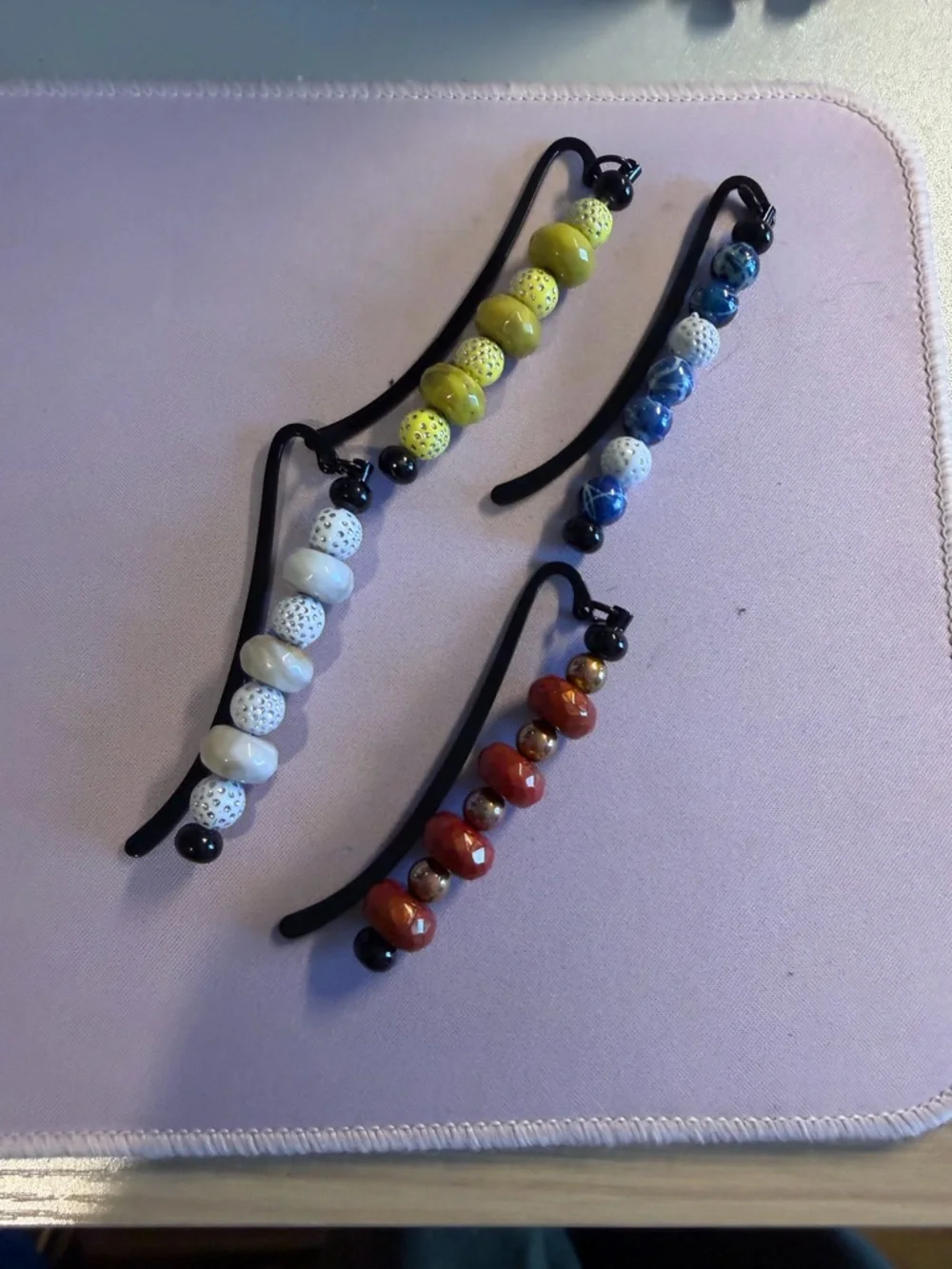 Handmade Beaded Bookmarks – Black Metal Hook |  Bundle for Smalls - Picture 2 of 3